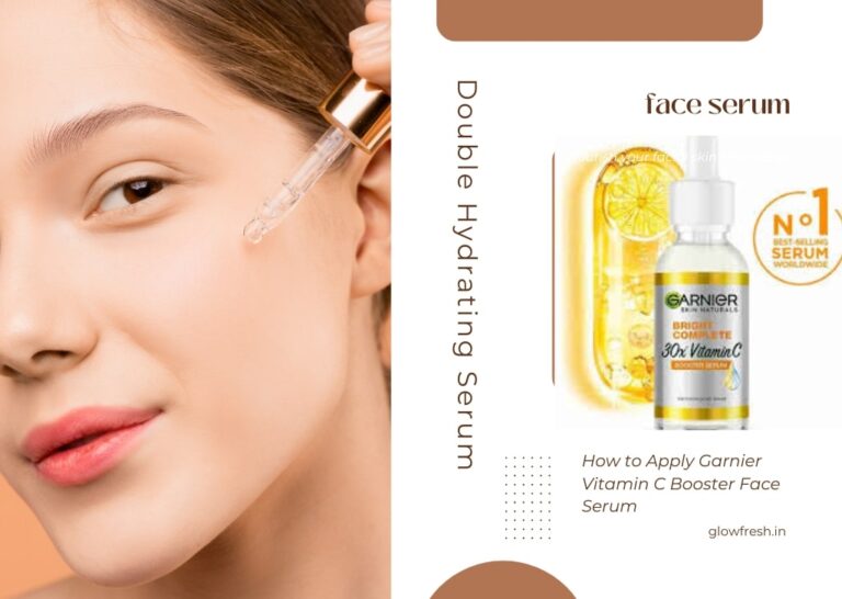 "Garnier Bright Complete Vitamin C Booster Face Serum bottle with a glowing background highlighting its brightening and hydrating properties."